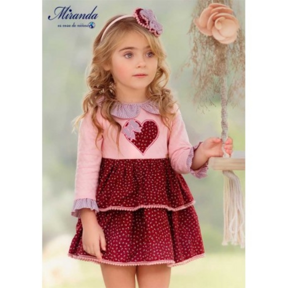 Spanish traditional Miranda Winter Girl Wine and Pink Dress Heart